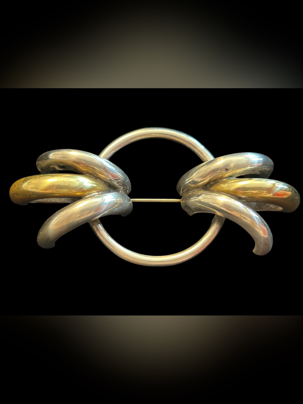 70s Modernist Mexico Mixed Metal Brooch Pin